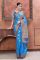 Weaving Blue  Silk Saree