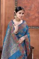 Silk Saree with Weaving in Teal blue