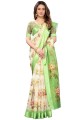 Silk Saree with Printed in Cream