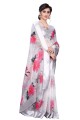 Silk Saree in Grey with Printed
