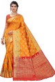 Saree Weaving  in Mustard  Silk