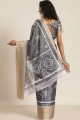 Saree Silk with Printed in Grey