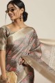 Silk Saree with Printed in Olive