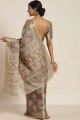 Silk Saree with Printed in Olive