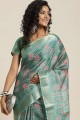 Silk Saree with Printed in Sea green