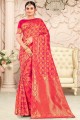 Pink Silk Saree in Weaving