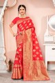 Saree with Weaving Red Silk