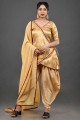 Brocade Patiala Suit with Lace in Golden,yellow