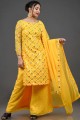 Yellow Georgette Palazzo Suit