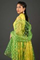 Dull yellow foil printed Net Readymade Salwar Kameez