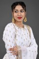 White Georgette Lace Eid Sharara Suit with Dupatta