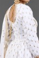 White Georgette Lace Eid Sharara Suit with Dupatta