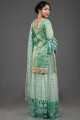 Turquoise green Lace Eid Sharara Suit in Brocade