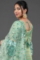 Turquoise green Lace Eid Sharara Suit in Brocade