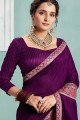 Silk Purple Banarasi Saree in Embroidered