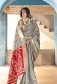 Magnificent Grey color Silk Handloom South Indian Saree