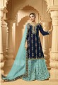Enticing Navy blue Georgette Sharara Suit