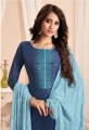 Blue Cotton and satin Palazzo Suit