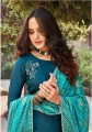 Teal blue Silk Palazzo Suit