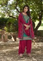 Green Cotton and satin Patiala Suit