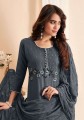 Grey Cotton and satin Palazzo Suit