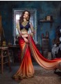 Multicolor Satin Saree with Embroidered