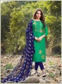 Green Silk Straight Pant Suit