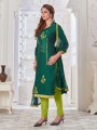 Green Cotton Straight Pant Suit