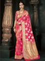 Adorable Magenta Saree in Banarasi raw silk