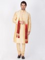 Alluring Gold Cotton Silk Ethnic Wear Kurta Readymade Kurta Payjama