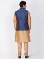 Charming Gold Cotton Silk Ethnic Wear Kurta Readymade Kurta Payjama With Jacket