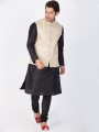 Voguish Black Cotton Silk Ethnic Wear Kurta Readymade Kurta Payjama With Jacket
