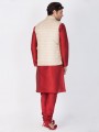 New Maroon Cotton Silk Ethnic Wear Kurta Readymade Kurta Payjama With Jacket