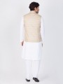 Contemporary White Cotton Ethnic Wear Kurta Readymade Kurta Payjama With Jacket