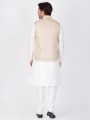 Indian Ethnic White Cotton Silk Ethnic Wear Kurta Readymade Kurta Payjama With Jacket