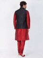 Latest Ethnic Maroon Cotton Silk Ethnic Wear Kurta Readymade Kurta Payjama With Jacket