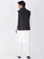 Enticing White Cotton Silk Ethnic Wear Kurta Readymade Kurta Payjama With Jacket