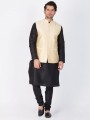 Modish Black Cotton Silk Ethnic Wear Kurta Readymade Kurta Payjama With Jacket