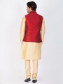 Delicate Gold Cotton Silk Ethnic Wear Kurta Readymade Kurta Payjama With Jacket