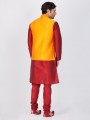 Contemporary Maroon Cotton Silk Ethnic Wear Kurta Readymade Kurta Payjama With Jacket
