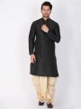 Fashionable Black Cotton Silk Ethnic Wear Kurta Readymade Dhoti Kurta