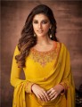 Yellow Georgette Straight Pant Suit