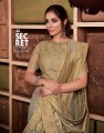 Beige-Gold color Tussae Silk saree