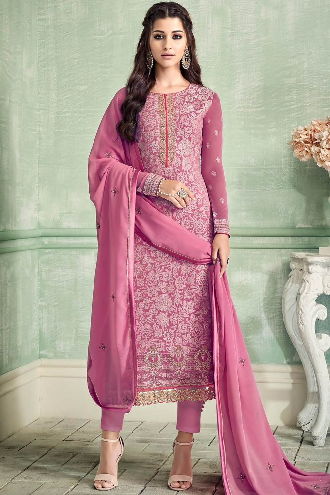 Old Saree Punjabi Dress Buy Embroidered Salwar Suit Viscose Silk