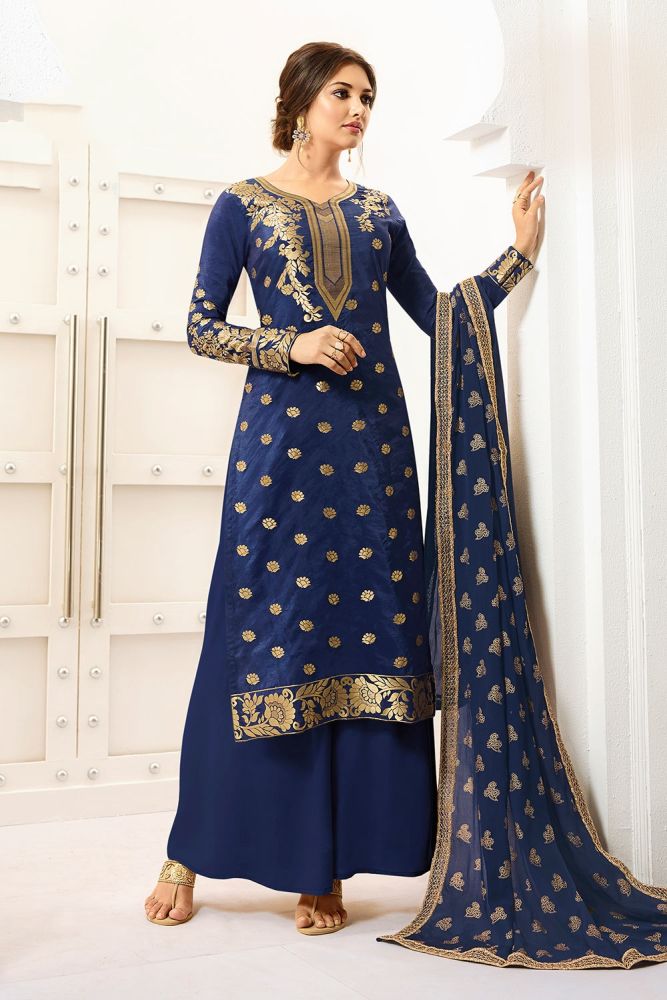 Navy Blue Salwar Suit With Banarasi Dupatta Online Buy Royal Blue