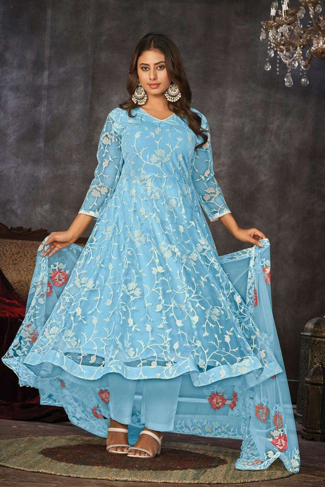Net anarkali suit discount