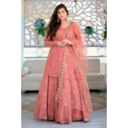 Shop Orange Georgette Lehenga Suit Orange Dupatta LS057 Shopkund
