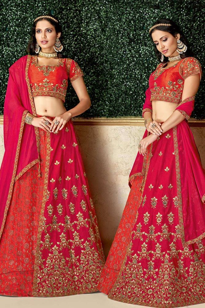 Shop Pink Jacquard Silk Party Wear Lehenga Choli Pink Dupatta LC5344 Shopkund