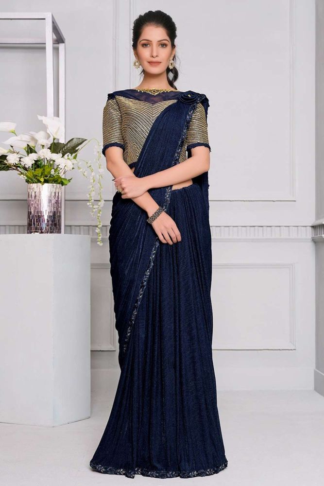 Navy blue party wear saree new arrivals