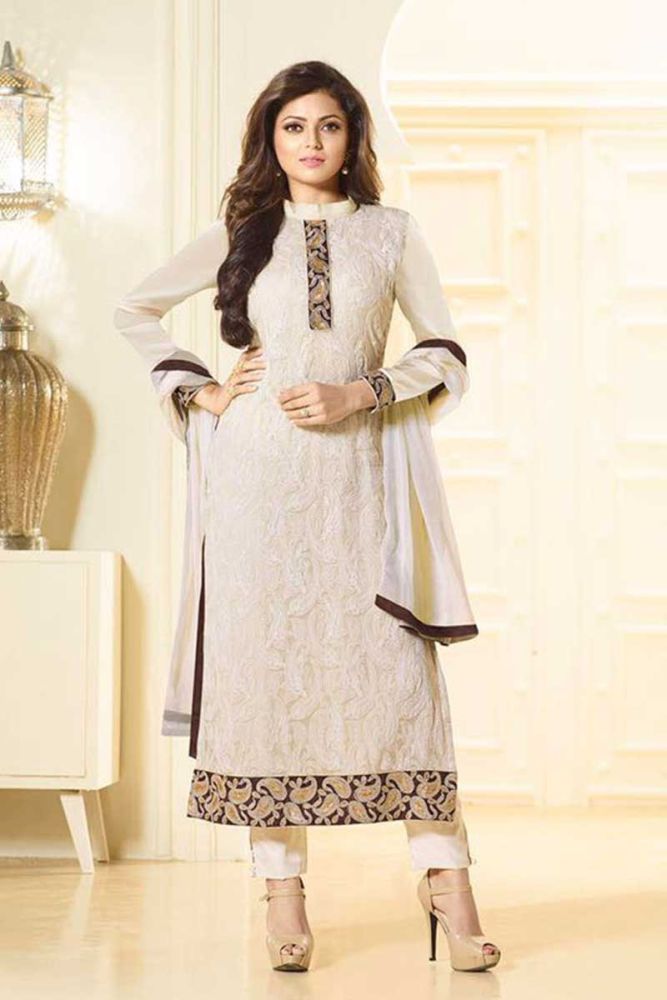 White chiffon churidar on sale